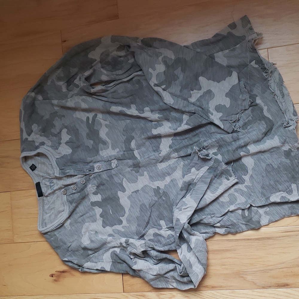 ATM Anthony Thomas Melillo Distressed Camo Henley